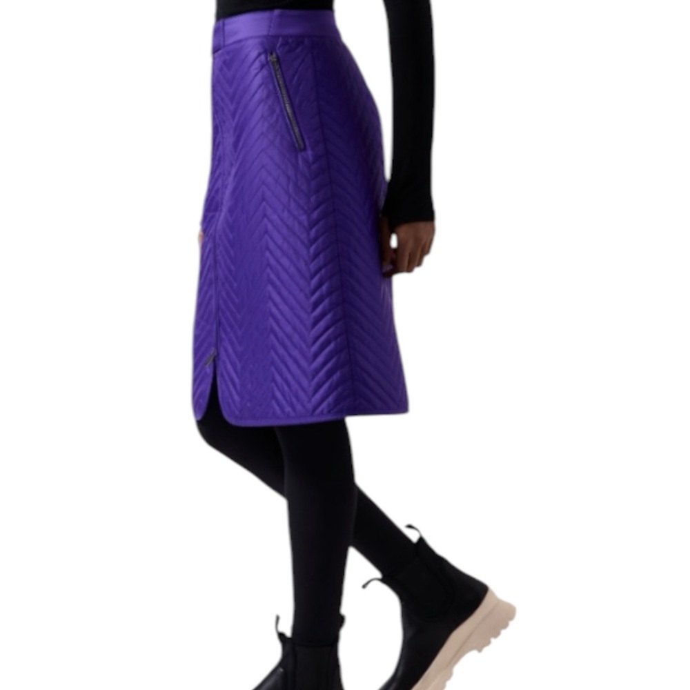Athleta NWT Apres Quilted Ski Skirt Purple Knee Length 8